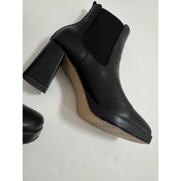 French Connection Penny Booties Size 8 Women's Faux Leather Black Block Heel - Picture 3 of 5